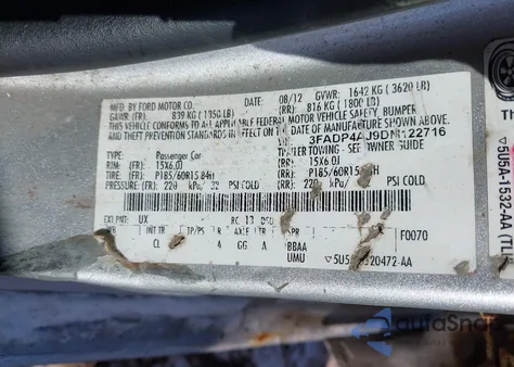 2013 Ford Fiesta S from USA, damaged, VIN 3FADP4AJ9DM122716